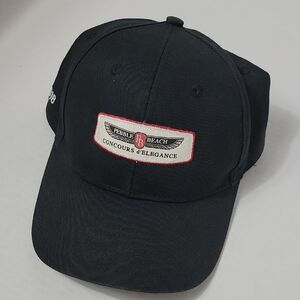 Pebble Beach Black Baseball Hat with Red-Trim Logo Patch
